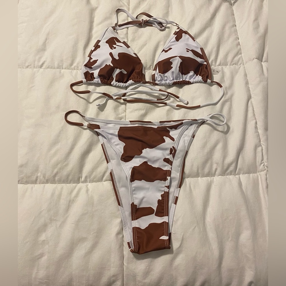 COW PRINT BIKINI w/ shear skirt
